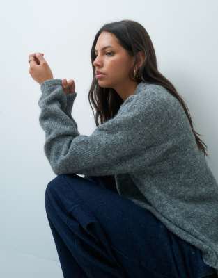 Jdy Drop Shoulder Knitted Sweater In Gray