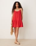 [JDY] JDY dropped hem mini dress in red XL RED