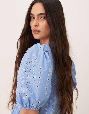 Jdy Dropped Waist Mini Dress With Embroidery
