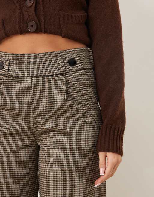 JDY - Elegante, geruite broek met knopen in bruin, 5 van 5