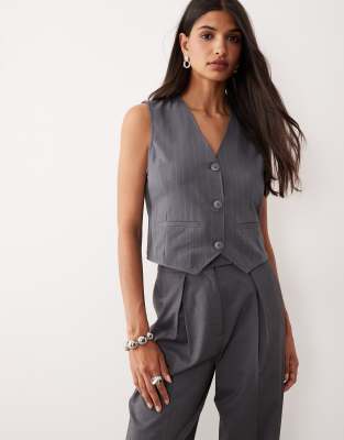 JDY - Elegante Weste in Grau mit Nadelstreifen