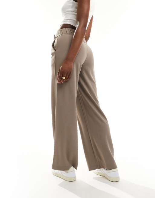 JDY - Elegante wijde cropped pantalon met hoge taille in taupe, 3 van 5