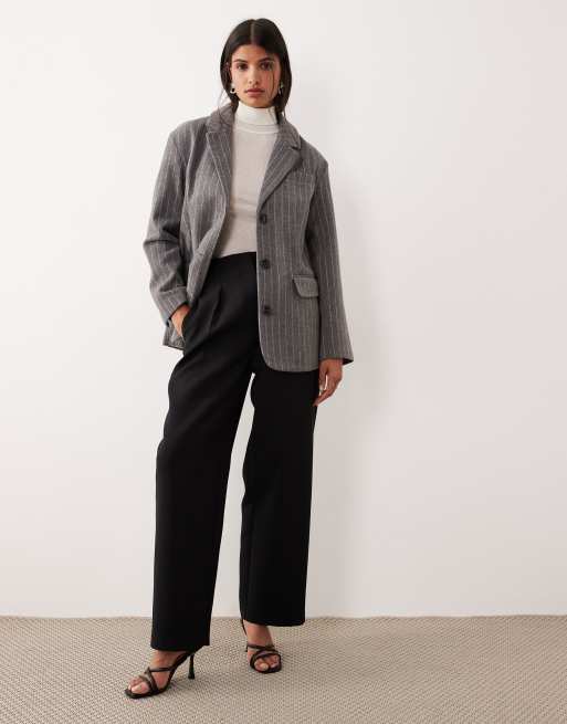 JDY – Eleganter Blazer in Grau mit Wollanteil und Nadelstreifen, 2 von 4