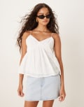 [JDY] JDY embroidery detail cami top in white M WHITE