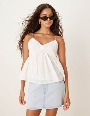 JDY embroidery detail strappy top in white - view 1