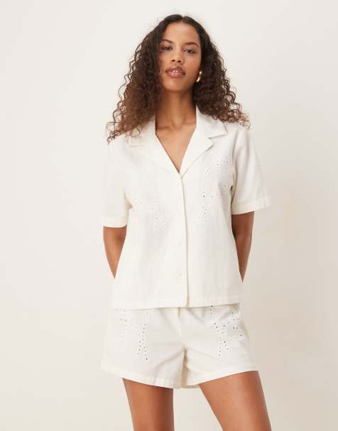 JDY embroidery loose shirt in white (part of a set) - view 1