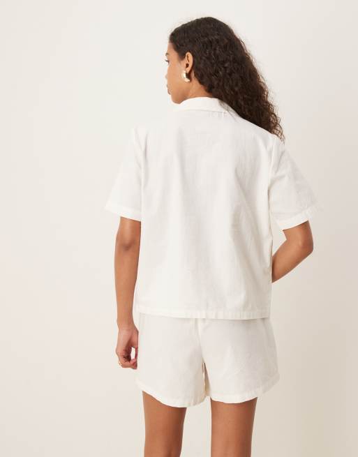 JDY embroidery loose shirt in white (part of a set), 3 of 4