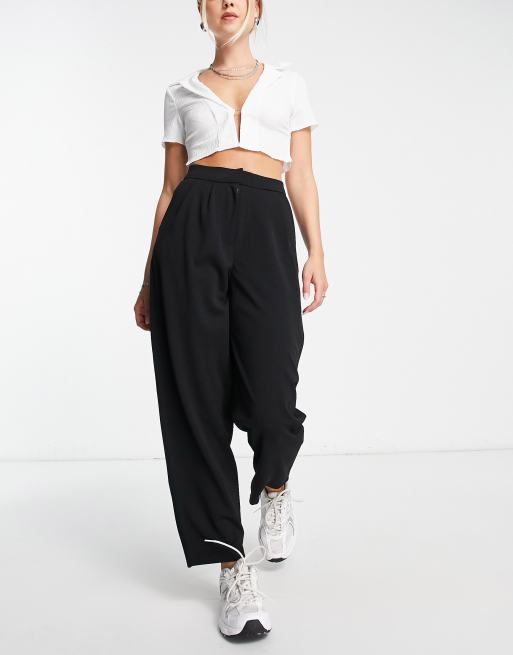 JDY - Enkellange broek met geplooid detail in zwart, 4 van 4