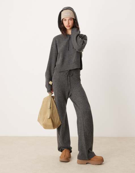 JDY - Ensemble en maille avec sweat à capuche et pantalon - Anthracite - view 1