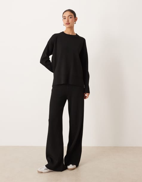 JDY - Ensemble pantalon et pull en maille - Noir - view 1