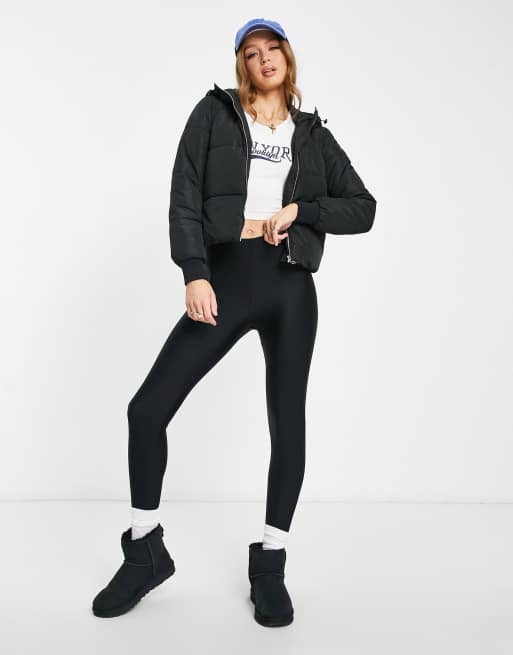 JDY Black High Neck Crop Puffer Jacket