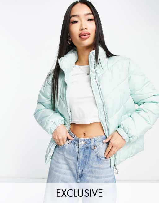 JDY exclusive chevron padded jacket in pastel blue