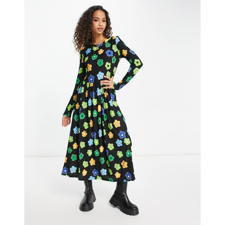 JDY Exclusive – Maxikleid in Blau mit Gänseblümchenmuster | ASOS