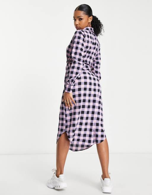 Black and white plaid shirt dress sale