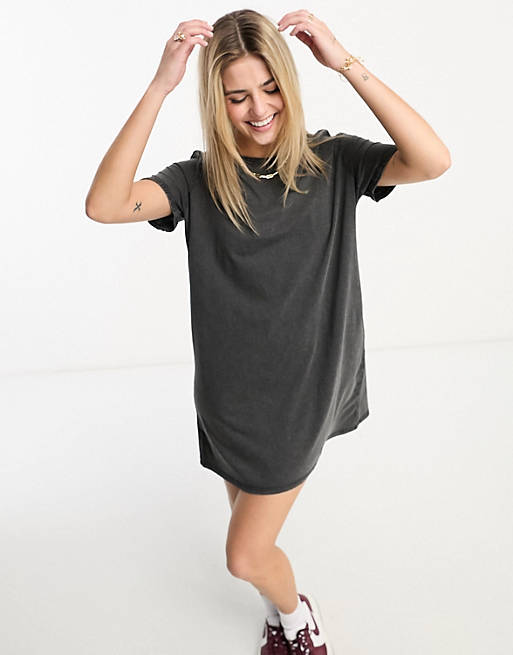 JDY exclusive mini T-shirt dress in washed black | ASOS