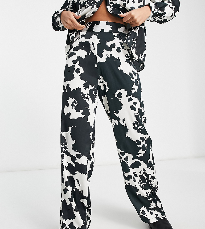 JDY exclusive wide leg pants in cow print - part of a set-Multi