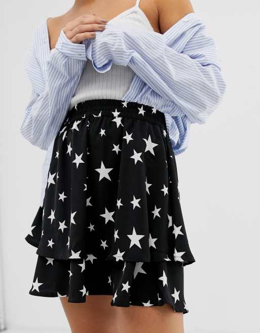 JDY Fara star print skater skirt ASOS