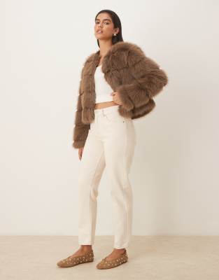 Jdy Faux Fur Jacket In Brown
