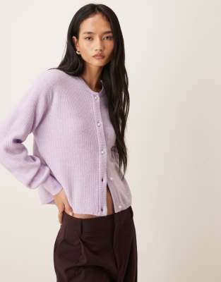 Jdy Faux Pearl Buttons Cardigan In Purple