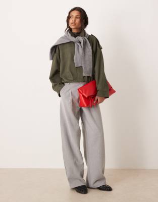 Jdy Faux Suede Bubble Bomber Jacket In Green