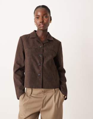 Jdy Faux Suede Jacket In Brown