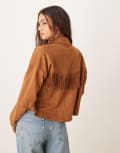 [JDY] JDY faux suede jacket in tan-Brown S BROWN