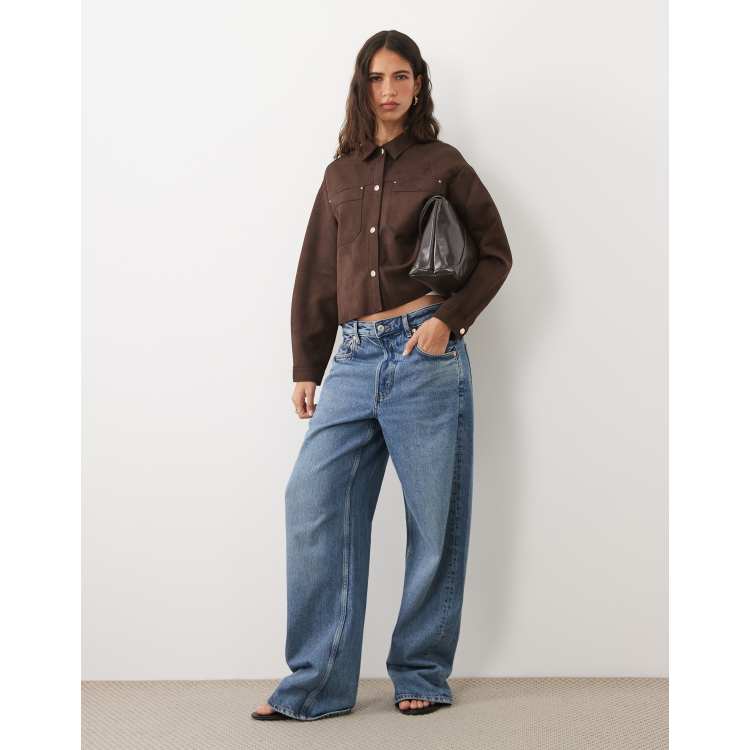 JDY faux suede overshirt in chocolate brown | ASOS