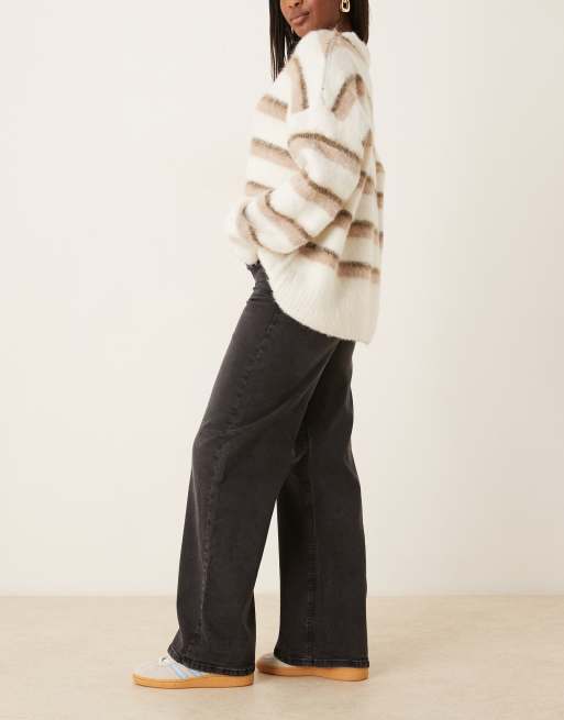 JDY Felina high waist wide leg jeans in dark grey, 3 of 5