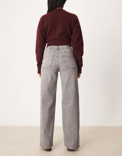 JDY Felina high waist wide leg jeans in grey denim, 3 of 5