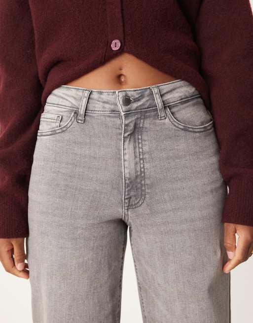 JDY Felina high waist wide leg jeans in grey denim, 4 of 5