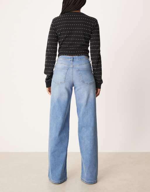 JDY Felina high waist wide leg jeans in medium blue denim, 3 of 5