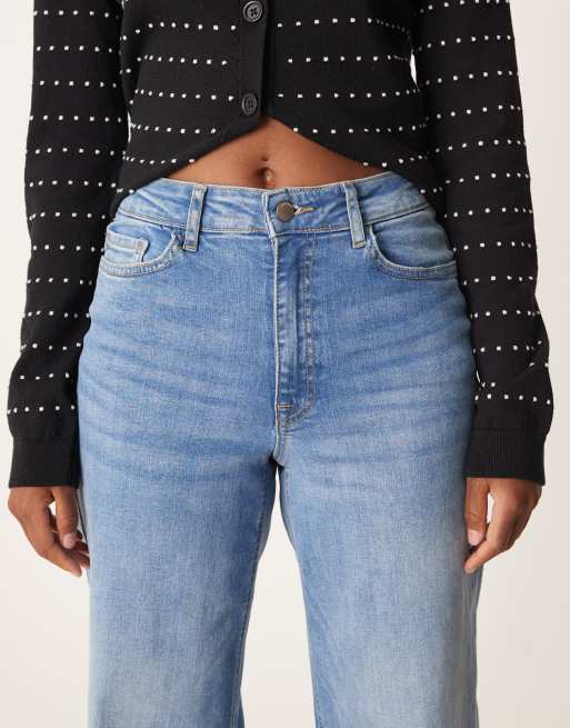 JDY Felina high waist wide leg jeans in medium blue denim, 4 of 5