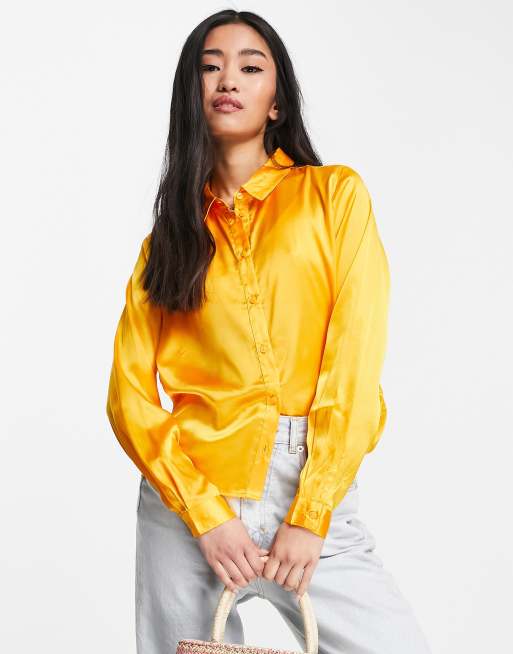 JDY - Fifi - Camicia a maniche lunghe in raso arancione