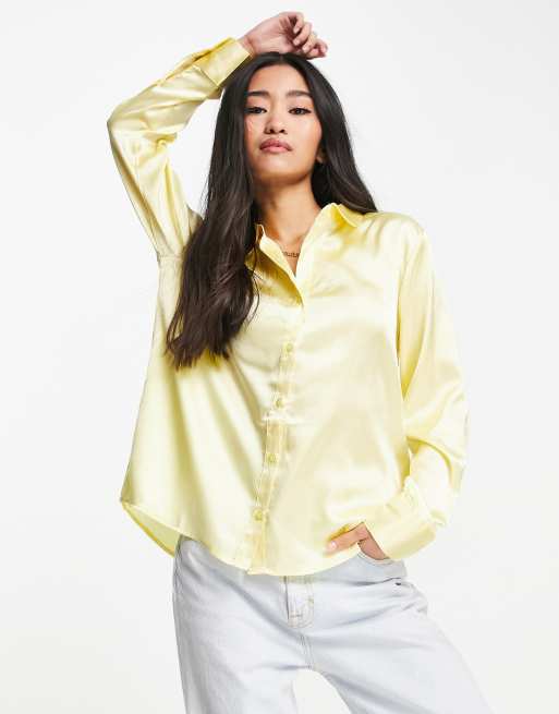 Satin cheap yellow top