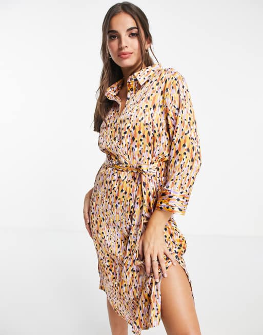 JDY - Fifi - Vestito midi bianco con stampa e maniche a 3/4
