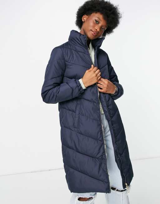 Navy long sale padded jacket