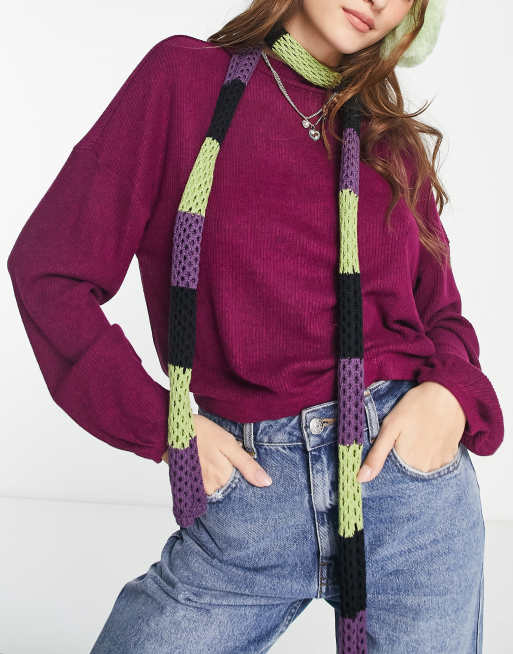 JDY – Fioletowy sweter z zabudowanym dekoltem