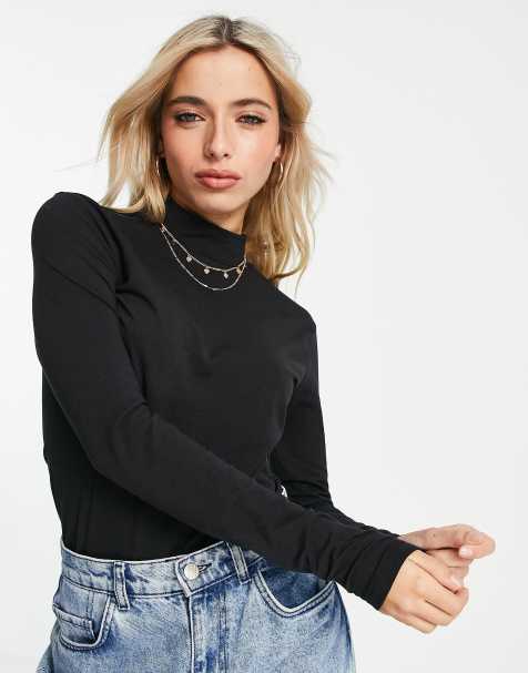 JDY fitted top with turtle neck in black - view 1