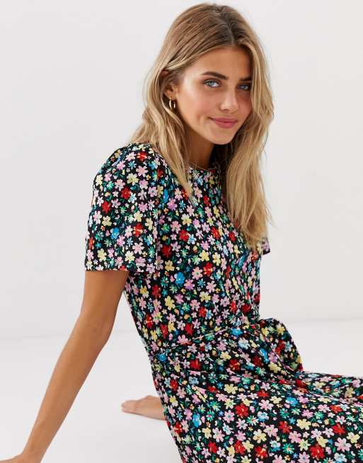 Jdy floral tie 2025 waist mini dress