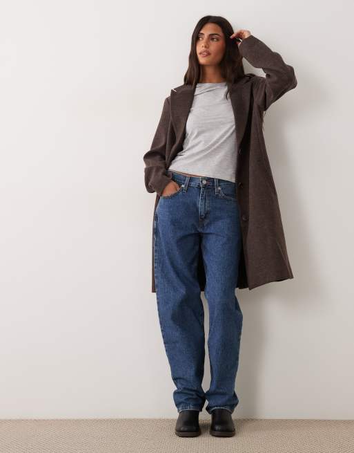 JDY formal longline coat in chocolate brown, 2 of 4