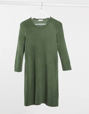 green knitted jumper dress