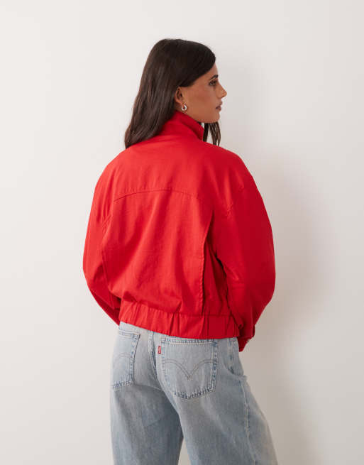 JDY funnel neck jacket in red, 4 of 4