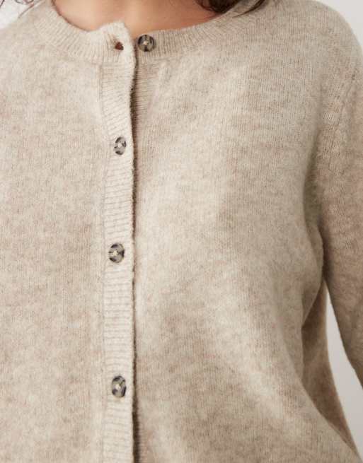 JDY - Gebreid vest van wolmix met korte mouwen in beige, 3 van 4