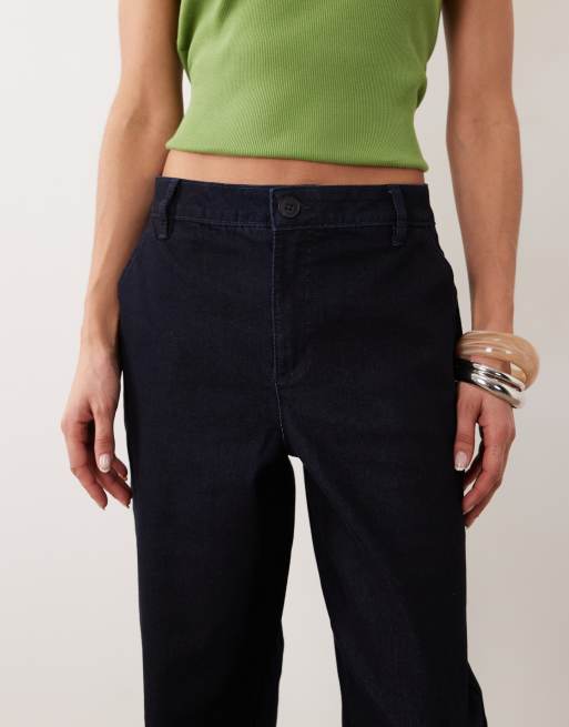 JDY – Gegs – Ciemnoniebieskie jeansy z szerokimi nogawkami, 4 z 5