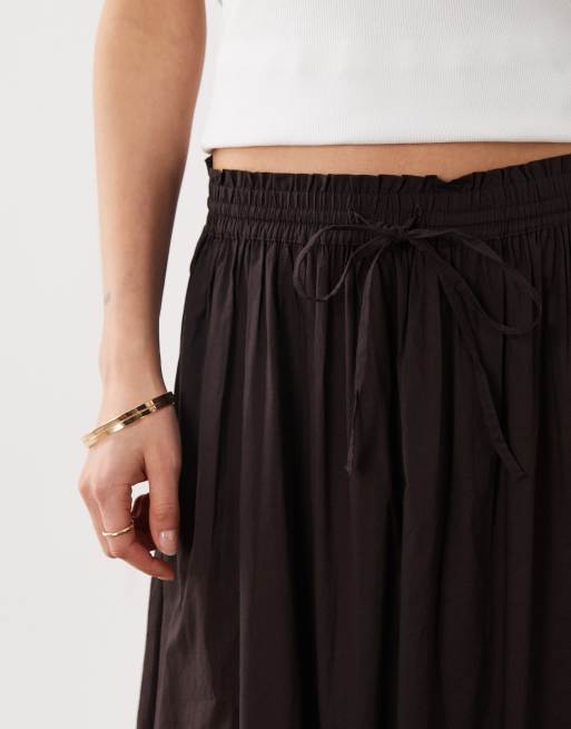 JDY - Geplooide maxi rok in bruin, 3 van 5