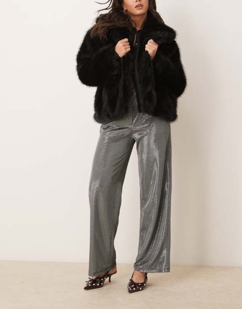 JDY – Gerippte Hose in Silber mit weitem Bein - view 1