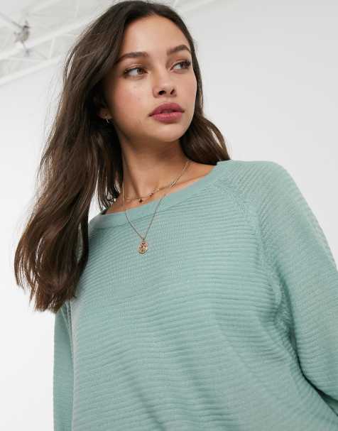 JDY – Gerippter Pullover in Blau mit Rundhalsausschnitt