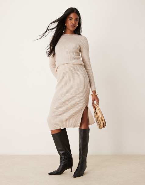 JDY – Geripptes Strickset in Beige - view 1