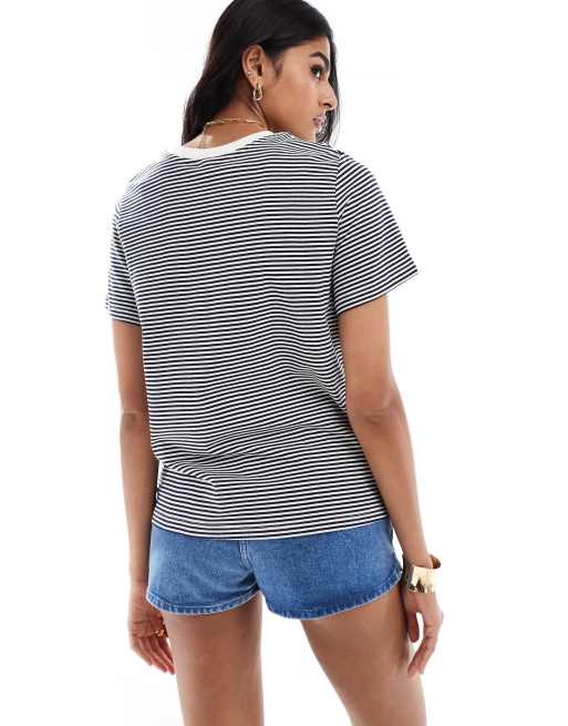 JDY - Gestreept T-shirt in crème en blauw, 2 van 4
