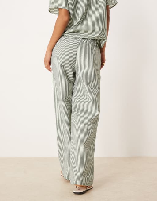 JDY - Gestreepte seersucker broek in groen, del van co-ord set, 2 van 5